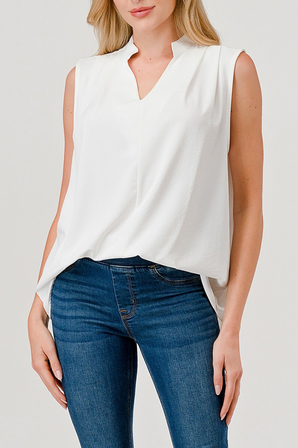 Mandarin Collar Sleeveless Top - Sassy Inspiration