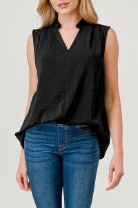 Mandarin Collar Sleeveless Top - Sassy Inspiration