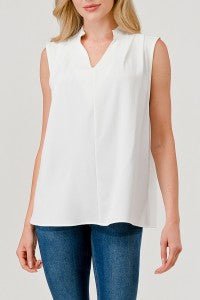 Mandarin Collar Sleeveless Top - Sassy Inspiration