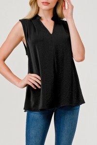 Mandarin Collar Sleeveless Top - Sassy Inspiration