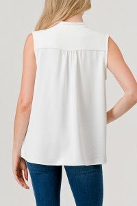 Mandarin Collar Sleeveless Top - Sassy Inspiration