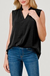 Mandarin Collar Sleeveless Top - Sassy Inspiration