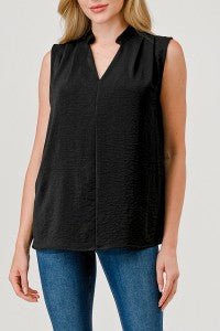 Mandarin Collar Sleeveless Top - Sassy Inspiration