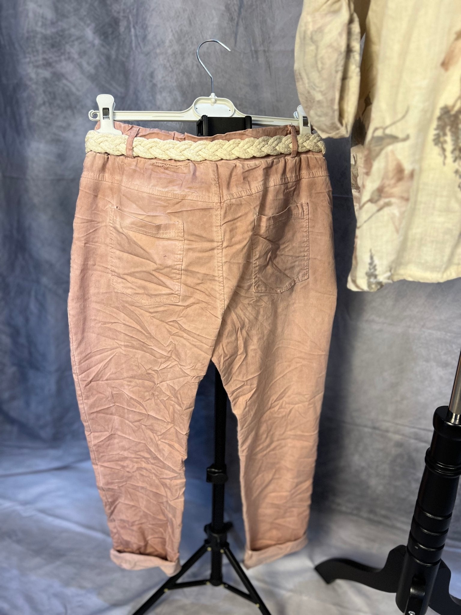 Mauve Stretch Pants w belt - Sassy Inspiration