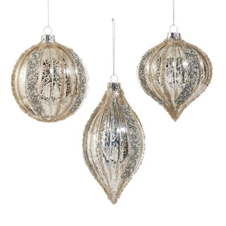 Mercury Glass Glitter Stripe Ornament – 3 Styles - Sassy Inspiration