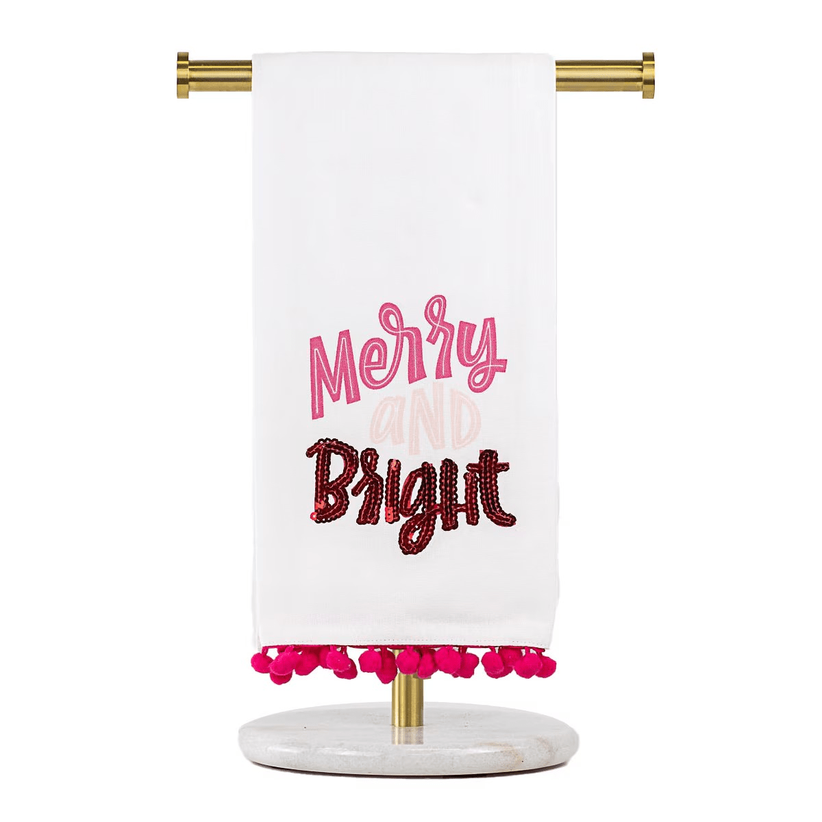 Merry & Bright Pom Pom Hand Towel - Sassy Inspiration