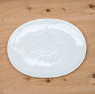 Merry Ornament Embossed Oval Platter White 16x12 - Sassy Inspiration