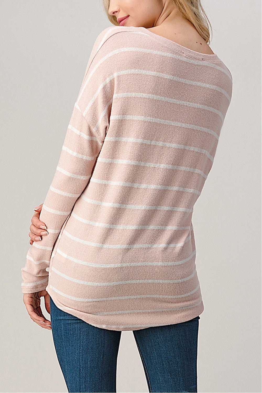 Mineral Pink/White Brushed Hacci Top - Sassy Inspiration