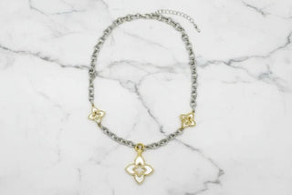 Mixed Metal Clover Charm Necklace – 16" - Sassy Inspiration