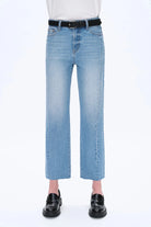Modern Ease High - Rise Straight - Leg Denim – Medium Blue - Sassy Inspiration