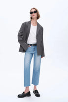 Modern Ease High - Rise Straight - Leg Denim – Medium Blue - Sassy Inspiration