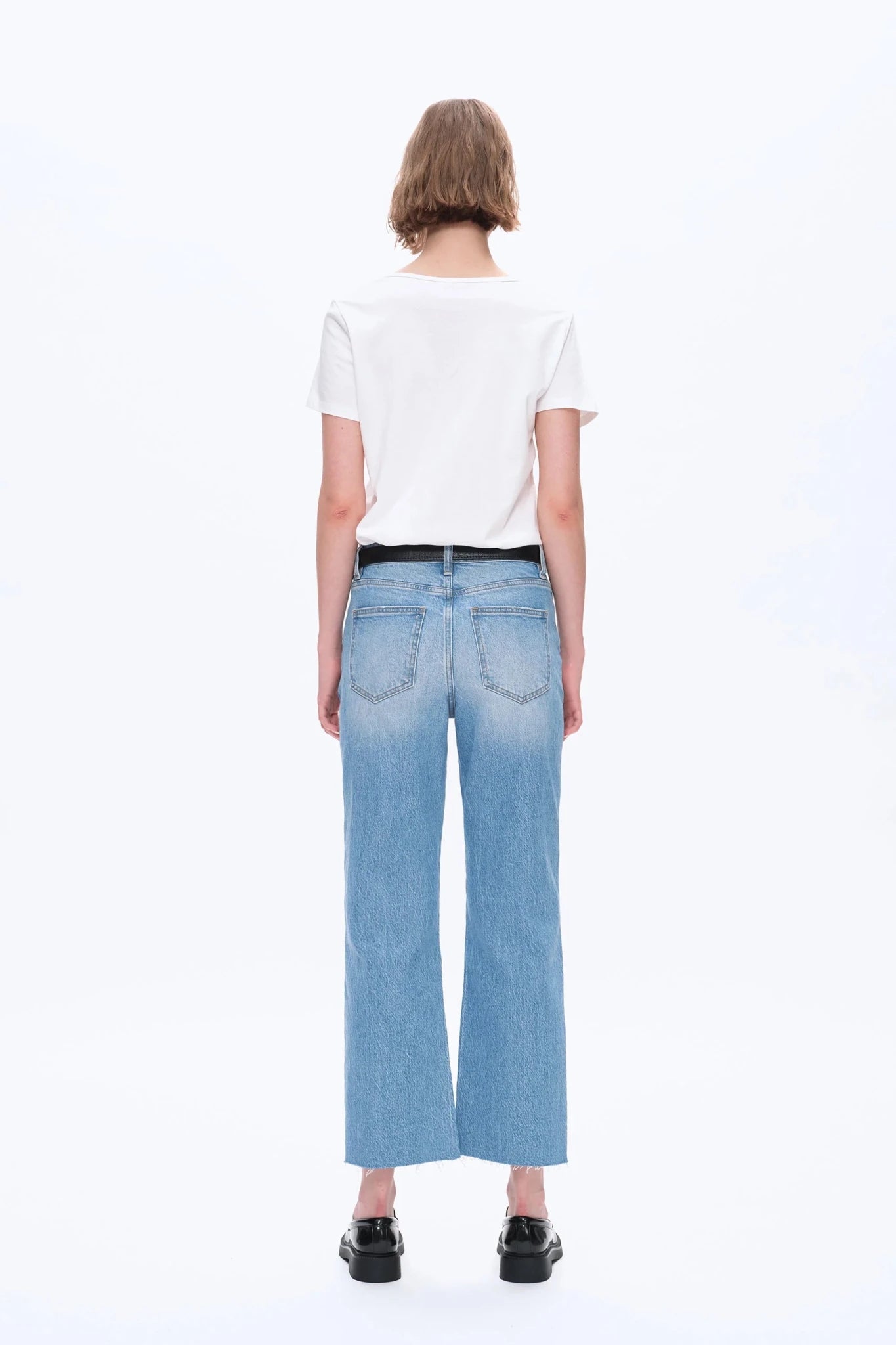 Modern Ease High - Rise Straight - Leg Denim – Medium Blue - Sassy Inspiration