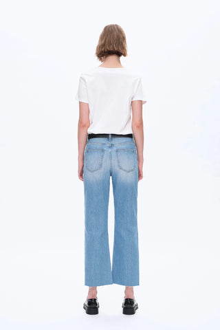 Modern Ease High - Rise Straight - Leg Denim – Medium Blue - Sassy Inspiration