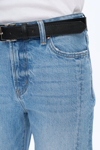 Modern Ease High - Rise Straight - Leg Denim – Medium Blue - Sassy Inspiration
