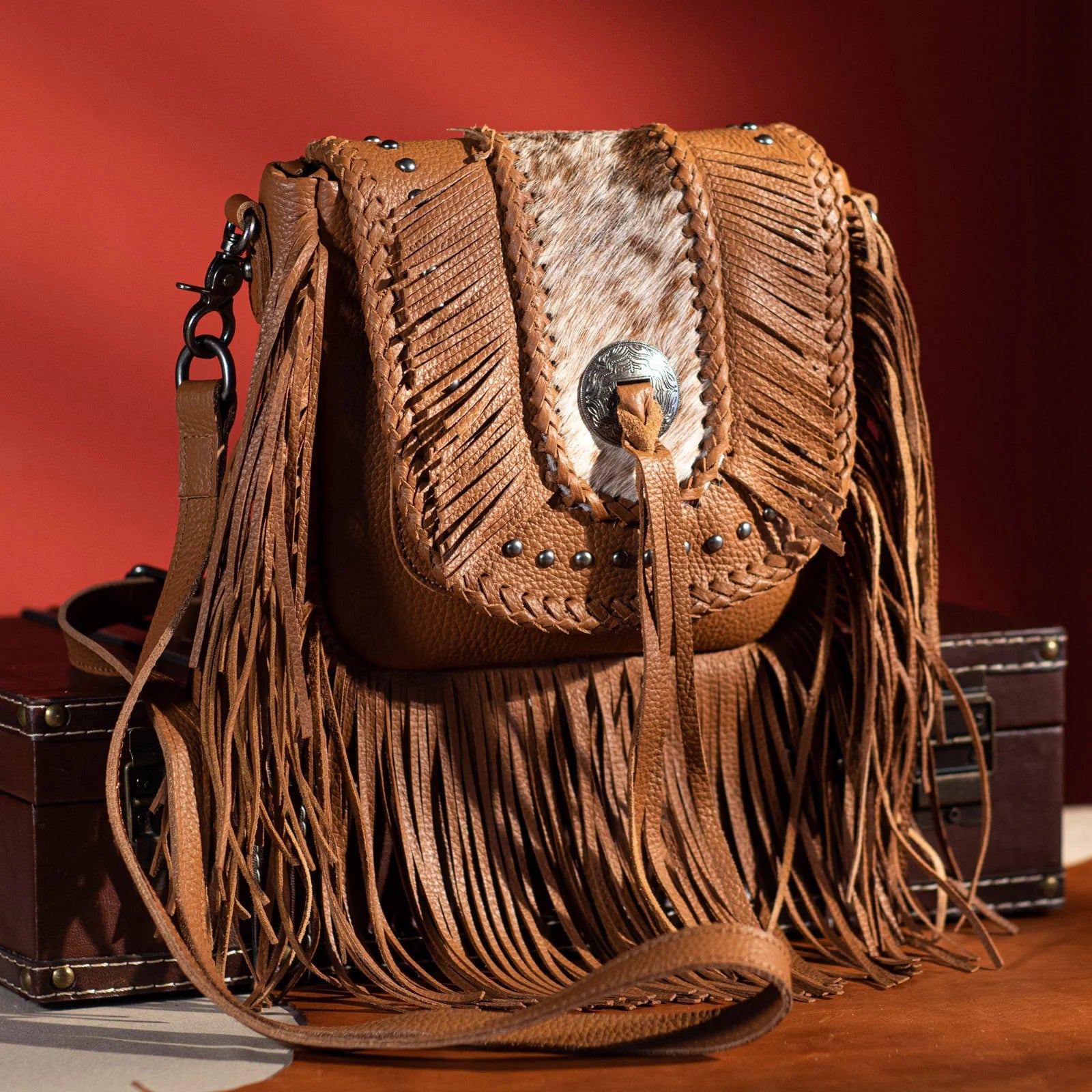 Montana West Genuine Leather Hair - on Cowhide Fringe Bohemian Crossbody - Sassy Inspiration