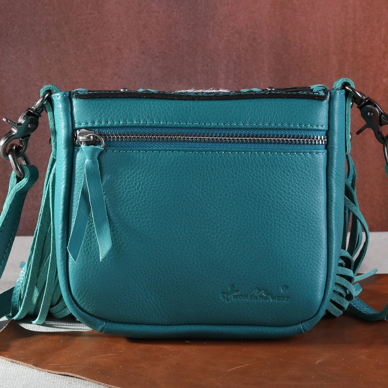 Montana West Genuine Leather Tooled Collection Fringe Crossbody - Sassy Inspiration