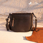 Montana West Genuine Leather Tooled Fringe Crossbody - Coffee - Sassy Inspiration
