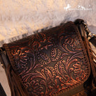 Montana West Genuine Leather Tooled Fringe Crossbody - Coffee - Sassy Inspiration