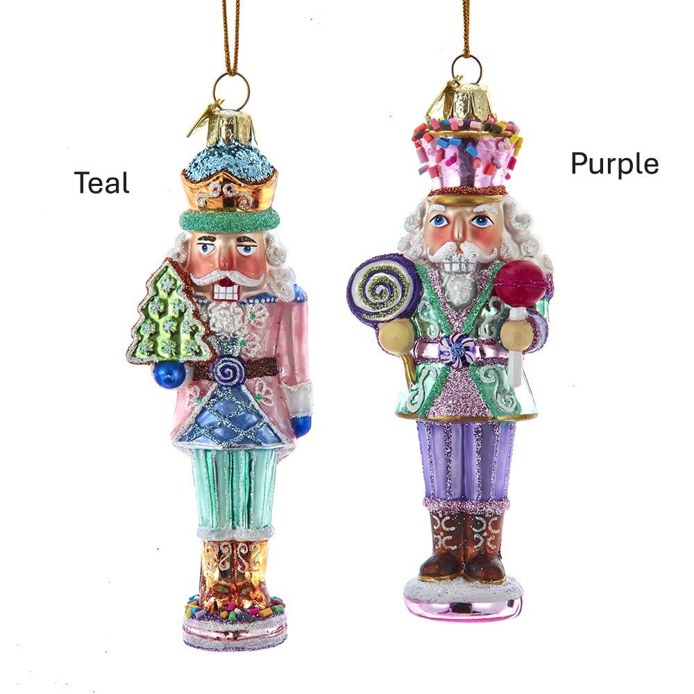Noble Gems™ Glass Nutcracker With Cookie & Lollipop Ornaments, 2 Assorted - Sassy Inspiration