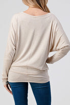 Oatmeal Long Dolman Sleeve Hacci Top - Sassy Inspiration