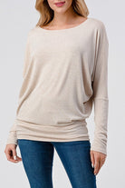 Oatmeal Long Dolman Sleeve Hacci Top - Sassy Inspiration
