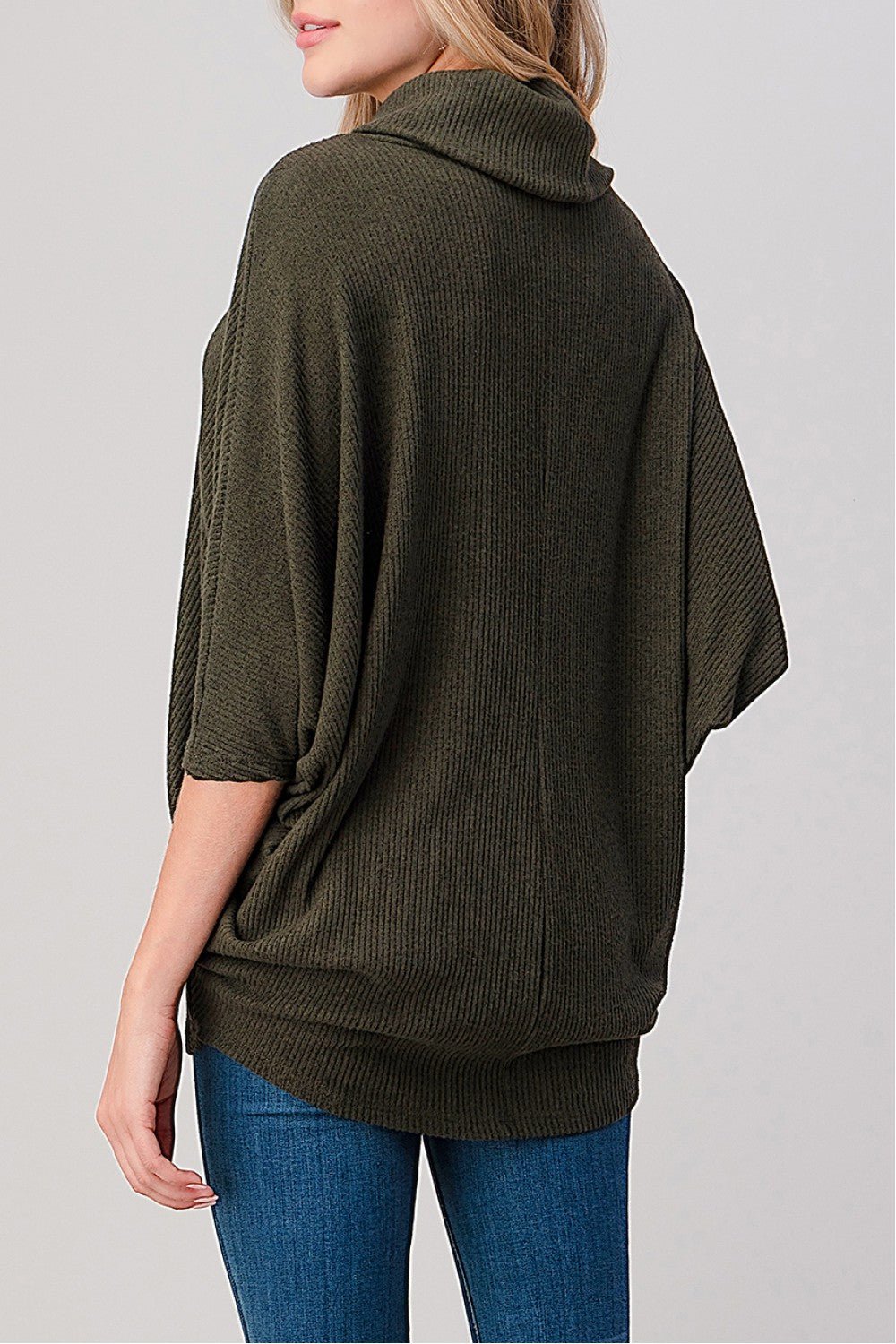 Olive Cowl Neck Dolman Sleeve Top - Sassy Inspiration