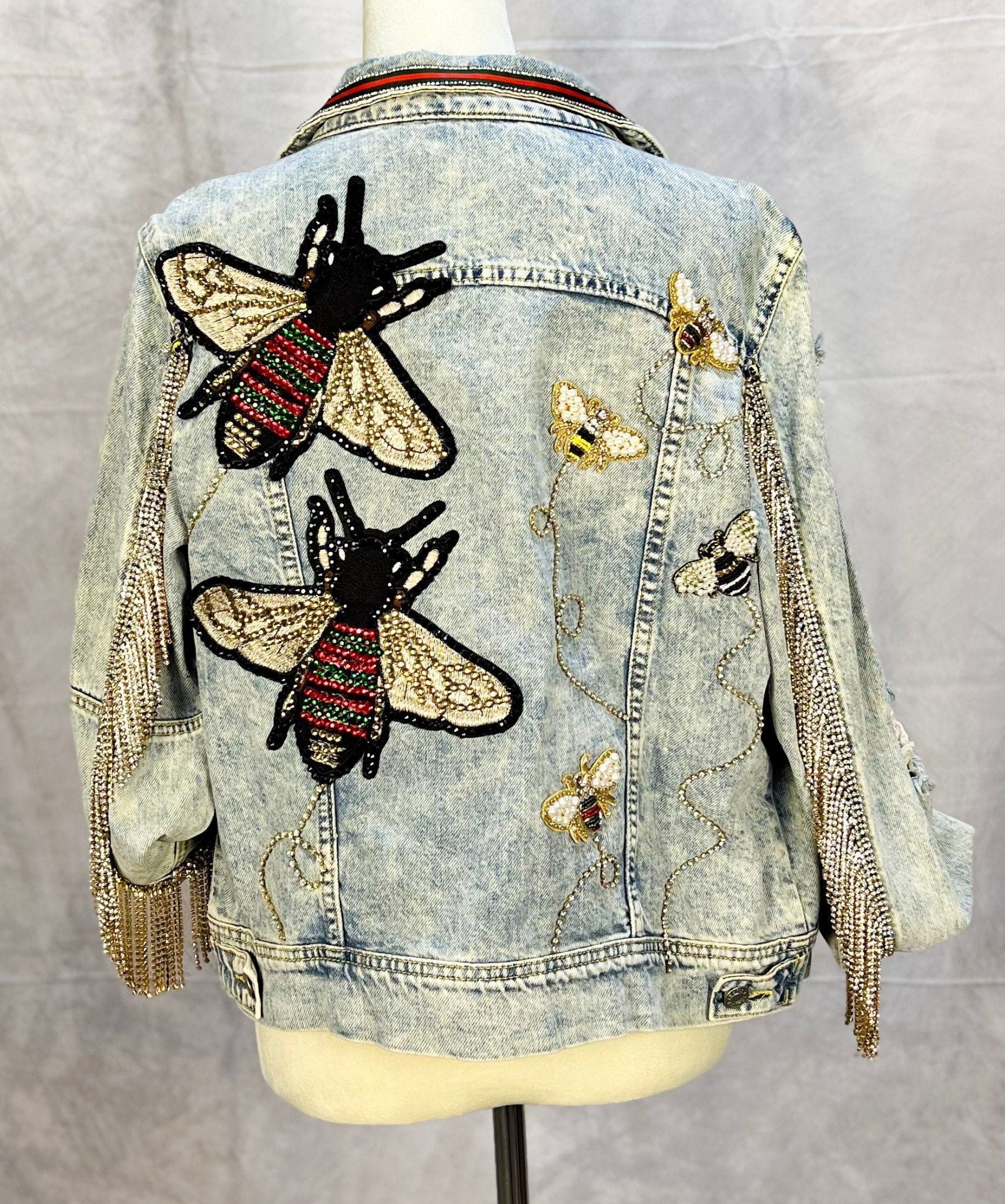 One of a kind denim jacket (Bumble Bee - S) - Sassy Inspiration