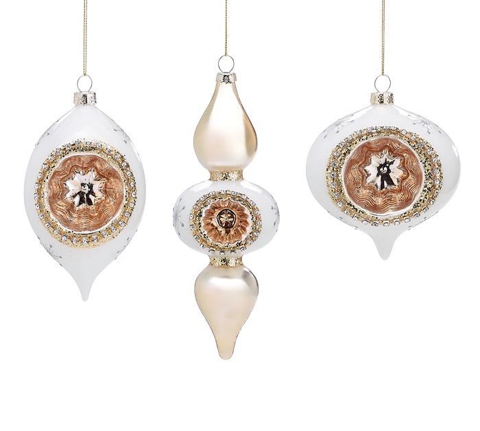ORNAMENT WHITE RETRO REFLECTERS S/3 - Sassy Inspiration