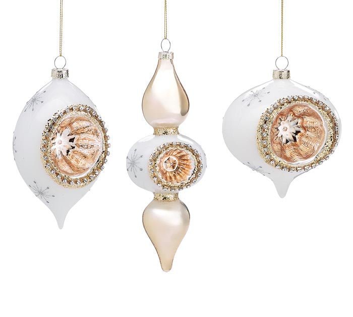 ORNAMENT WHITE RETRO REFLECTERS S/3 - Sassy Inspiration