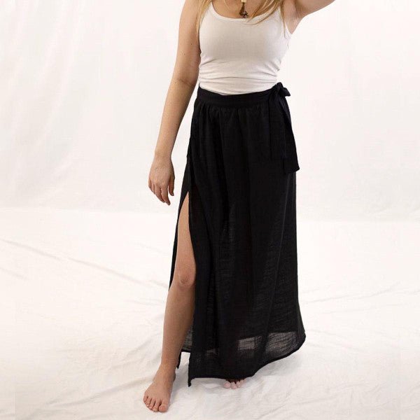 Palmetto Sarong Cover Up in Black - Sassy Inspiration