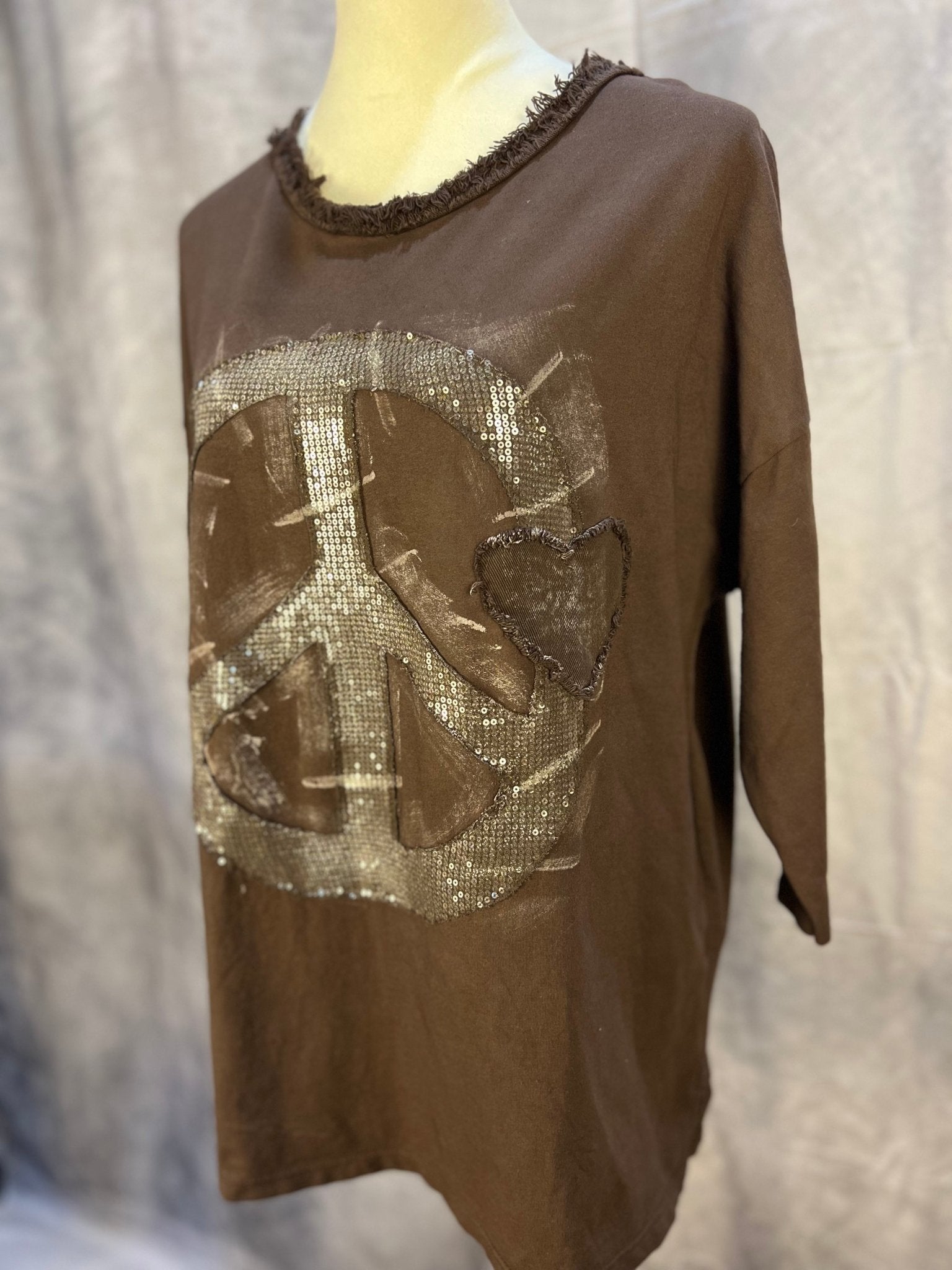 Peace Bling Top - Brown - Sassy Inspiration