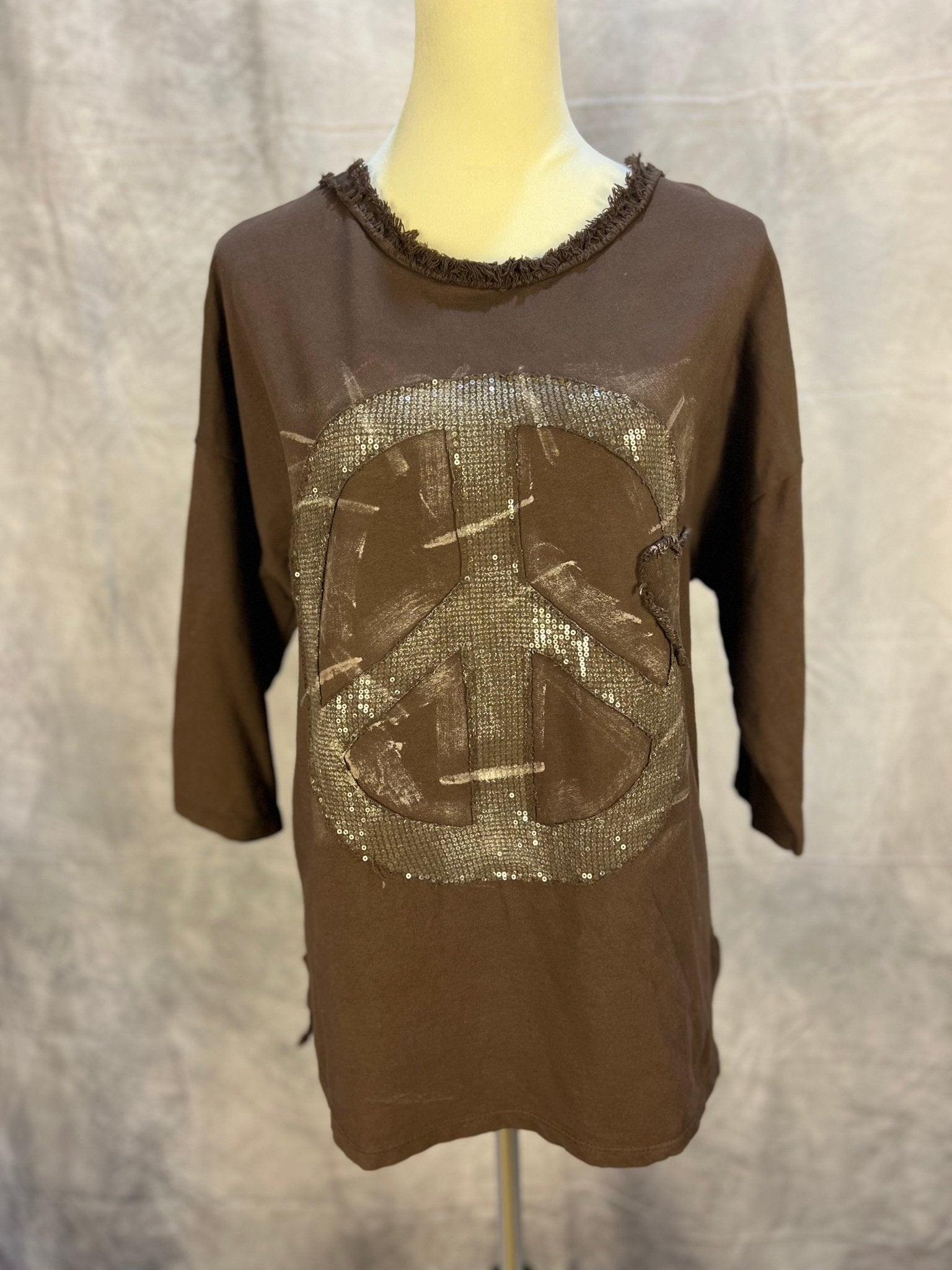 Peace Bling Top - Brown - Sassy Inspiration