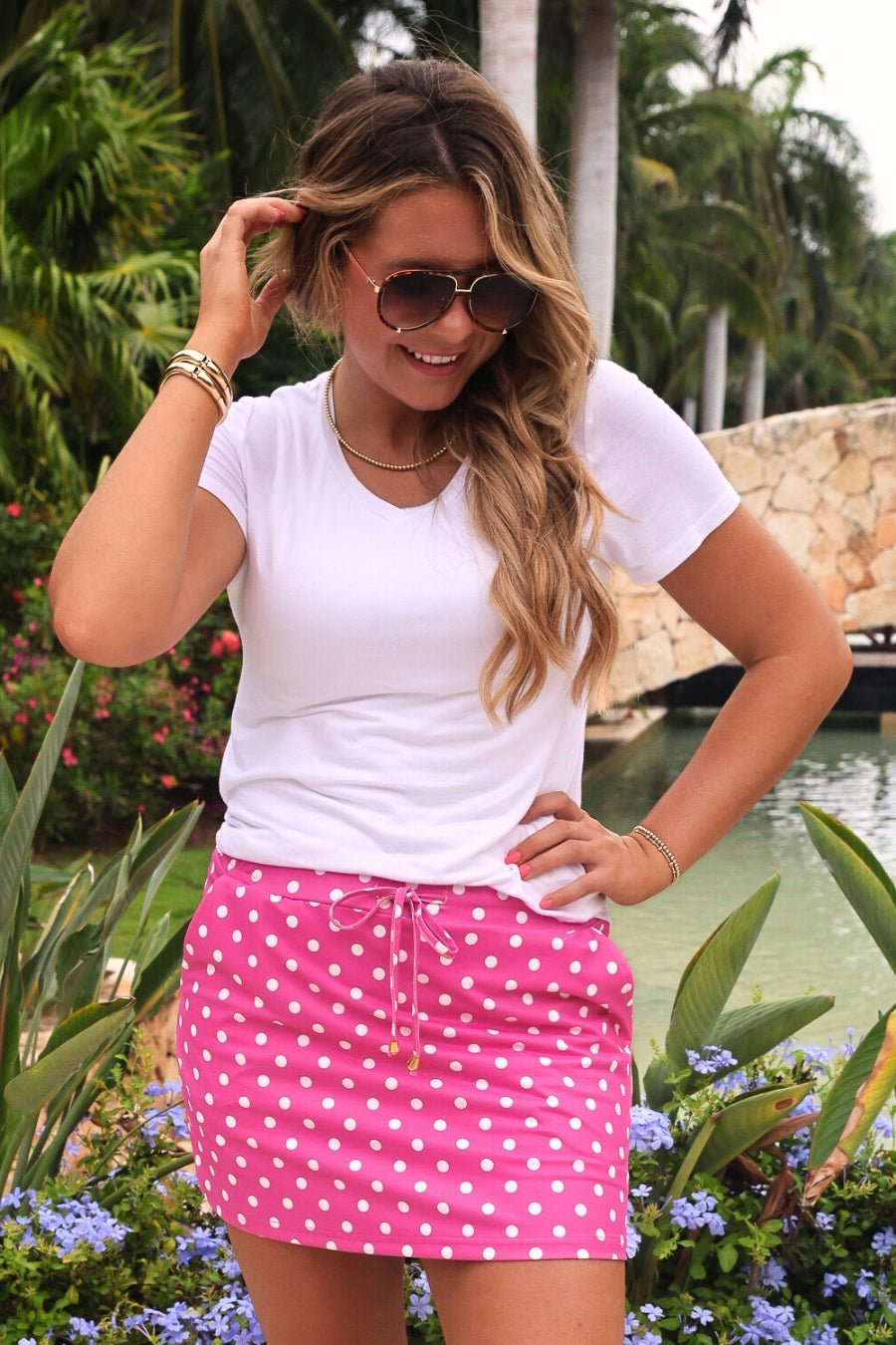 Playful Everyday Skort - Pink Polka Dot - Sassy Inspiration
