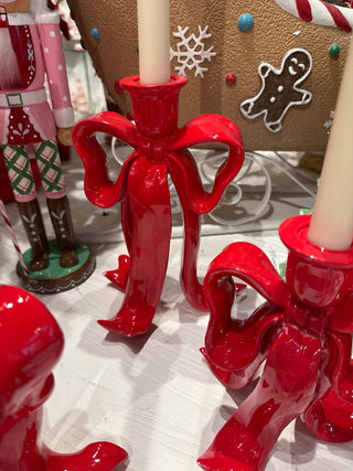 Red Bow Taper Candle Holders – Set of 3 - Sassy Inspiration