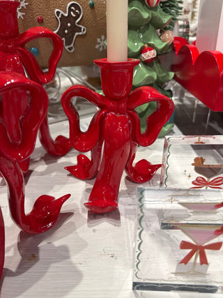 Red Bow Taper Candle Holders – Set of 3 - Sassy Inspiration