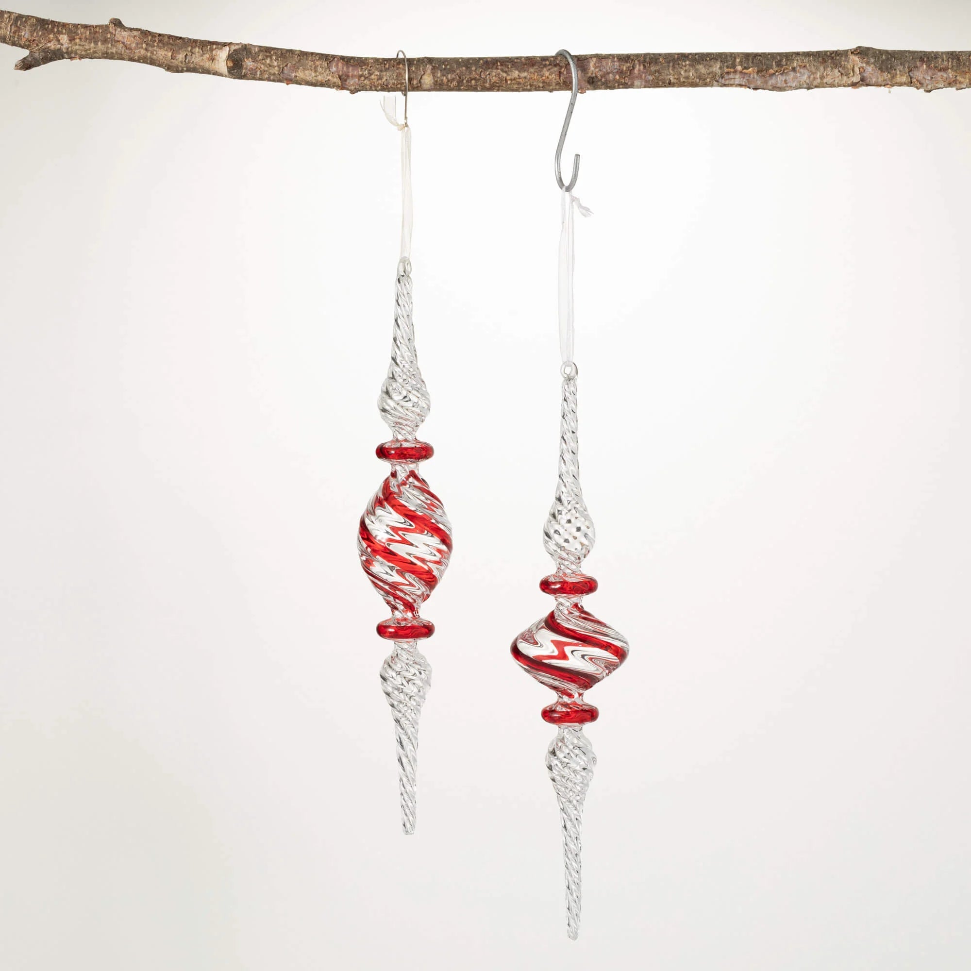 RED CRYSTAL FINIAL ORNAMENTS S/2 - Sassy Inspiration