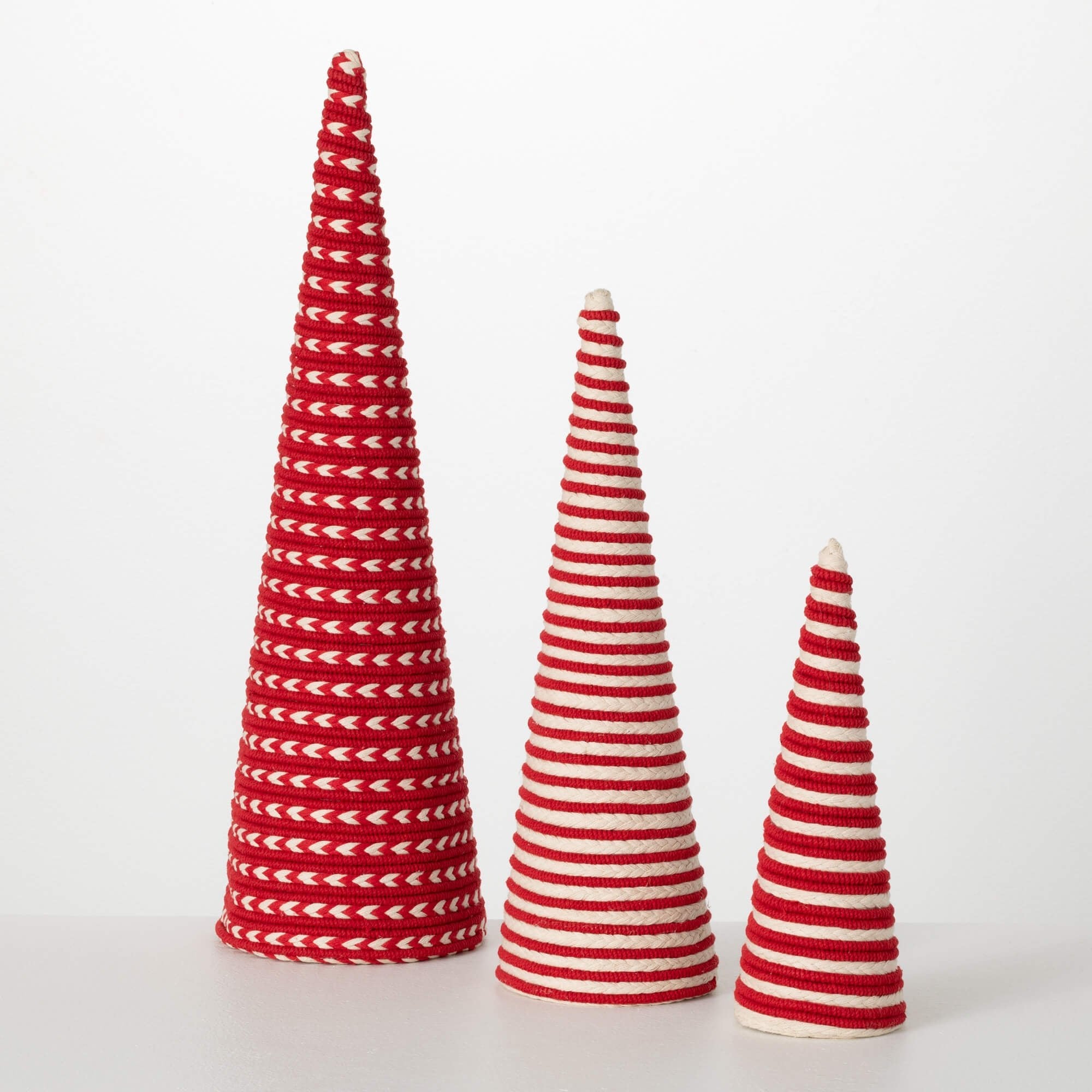 RED WHITE TABLETOP CONE TREES S/3 - Sassy Inspiration