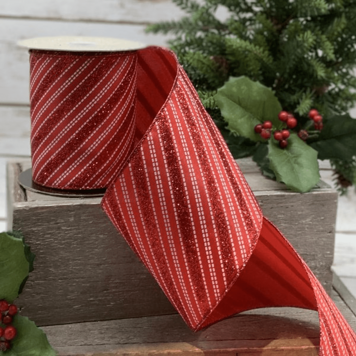 Ribbon - Glitter Stripe, Red - Sassy Inspiration