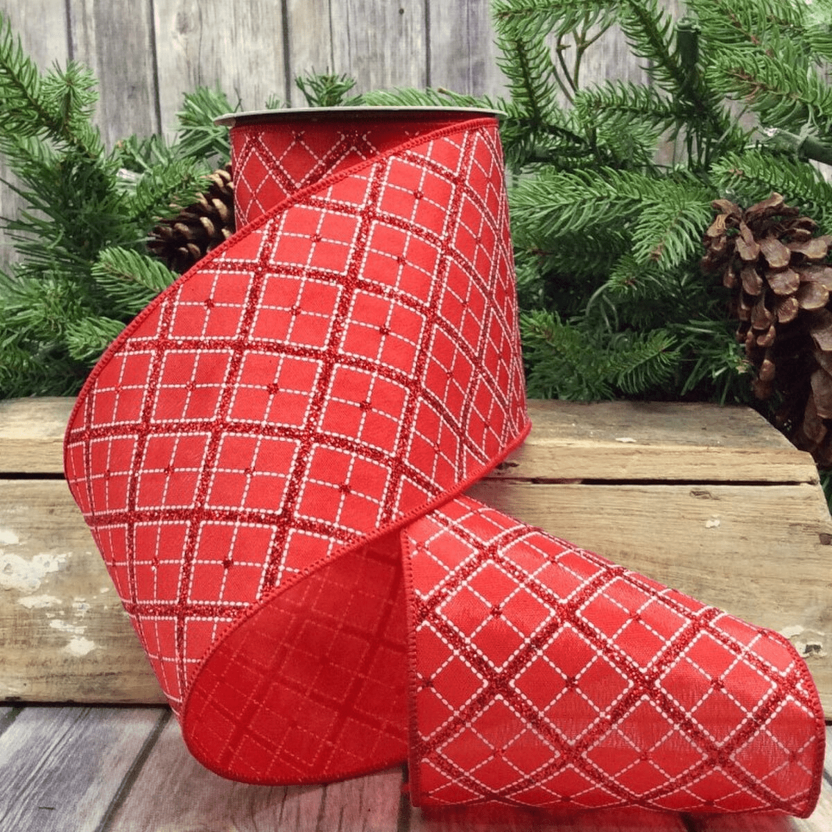 Ribbon - Red Glitter Harlequin - Sassy Inspiration