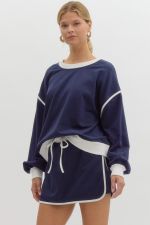 Round neck long sleeve top - Navy - Sassy Inspiration