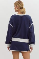 Round neck long sleeve top - Navy - Sassy Inspiration