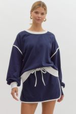 Round neck long sleeve top - Navy - Sassy Inspiration
