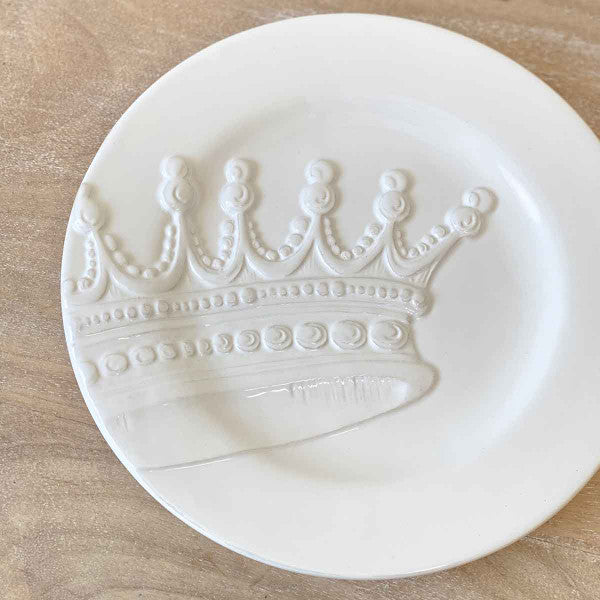 Royal Crown Embossed Plates White 8” Set of 4 - Sassy Inspiration