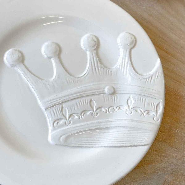 Royal Crown Embossed Plates White 8” Set of 4 - Sassy Inspiration