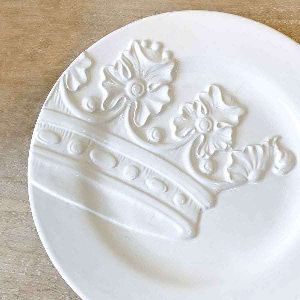 Royal Crown Embossed Plates White 8” Set of 4 - Sassy Inspiration