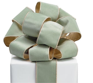 Sage velvet ribbon with gold trim and backing - Sassy Inspiration