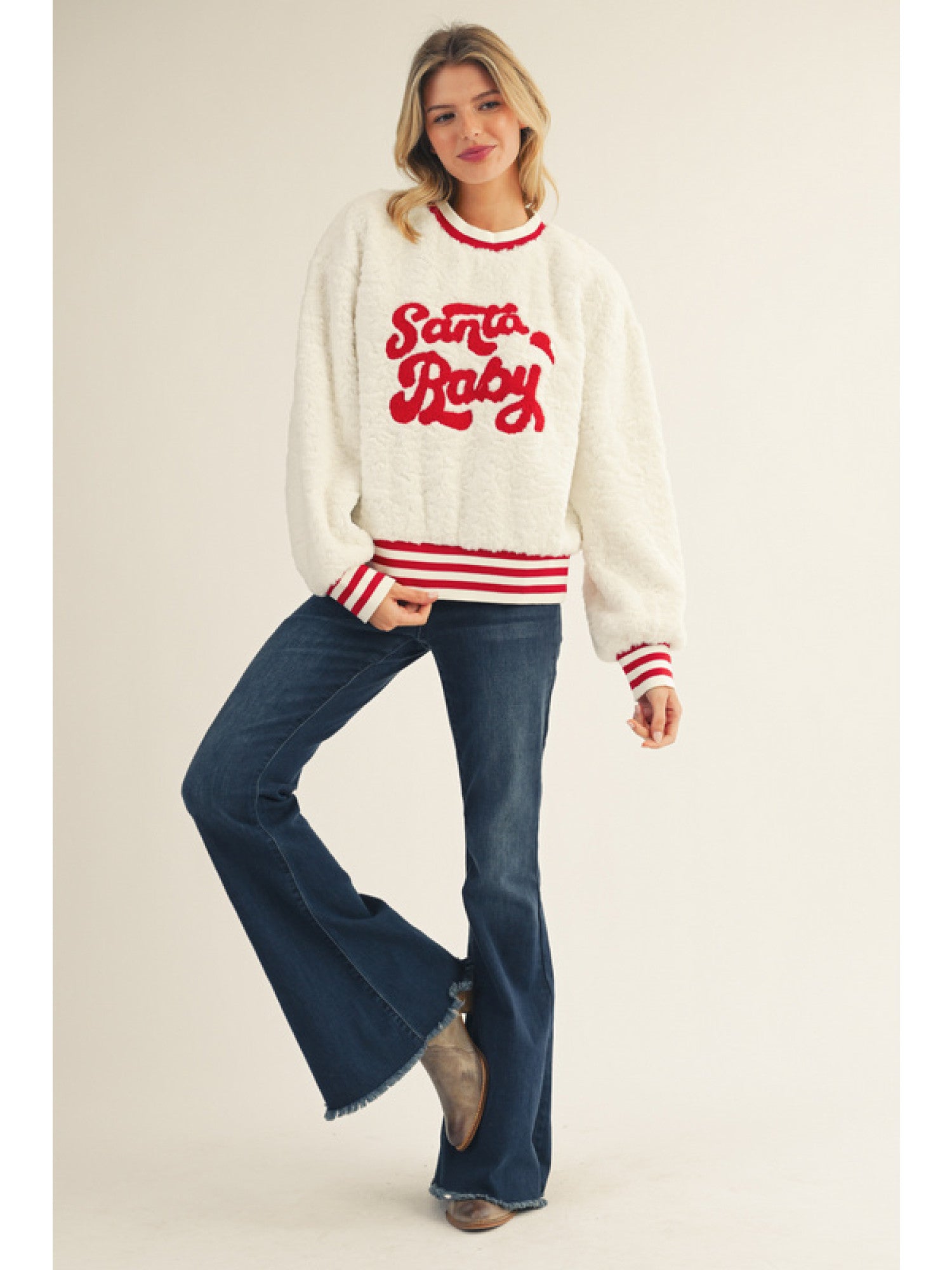Santa Baby fuzzy sweatshirt - Sassy Inspiration