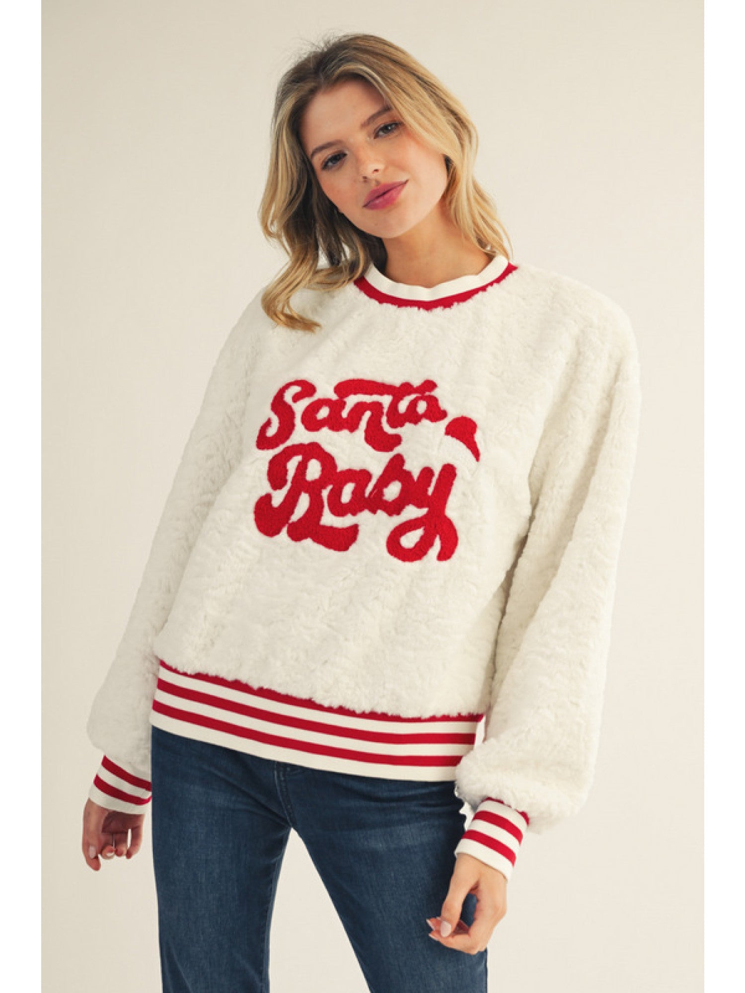 Santa Baby fuzzy sweatshirt - Sassy Inspiration