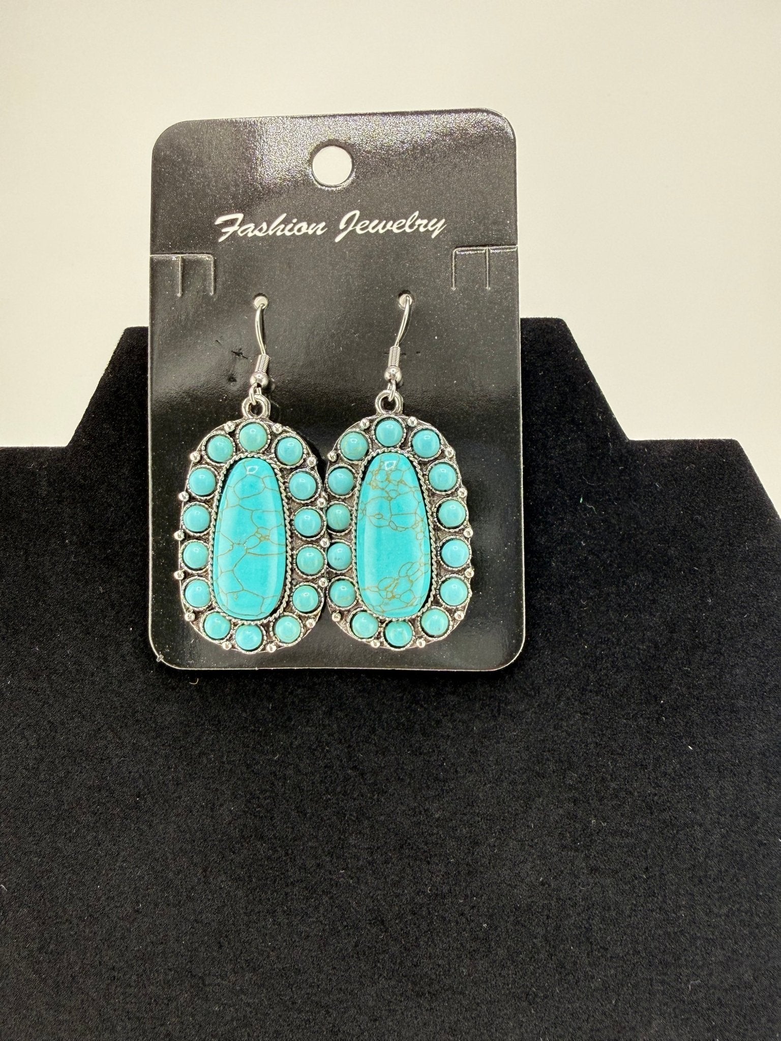 Santa Fe Halo Turquoise Oval Earrings - Sassy Inspiration