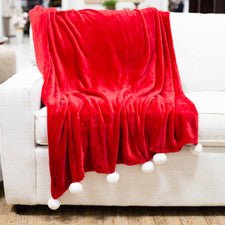 Santa Pom Pom Throw Red/White - Sassy Inspiration